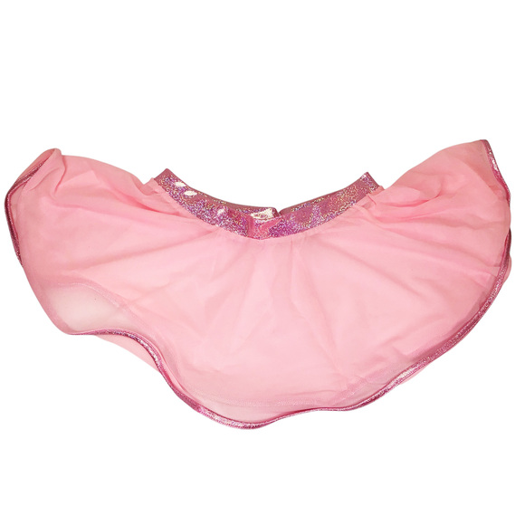 RC-6010BP Dresses & Skirts - Sheer Mini Skirt Shimmer Iridescent Trim Baby Pink
